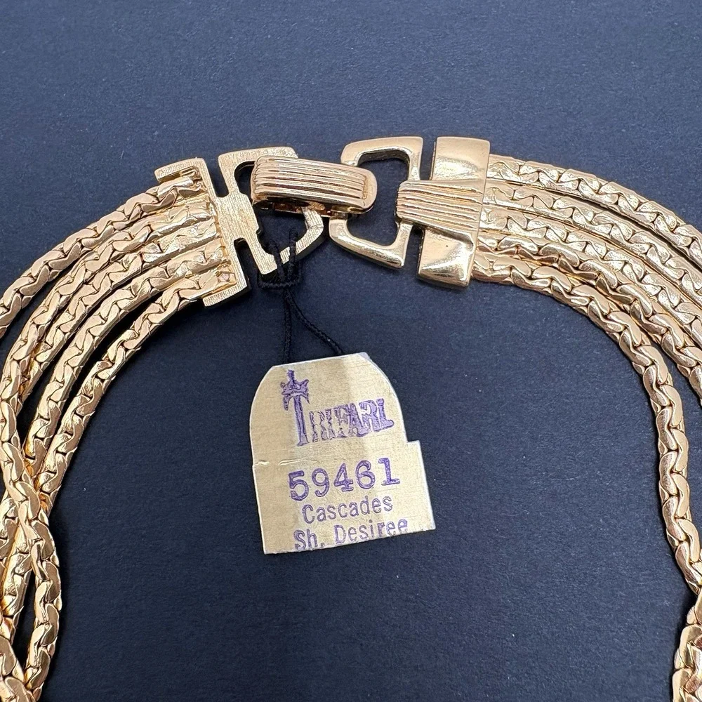 Trifari Multi-Strand Gold Tone Layered Necklace